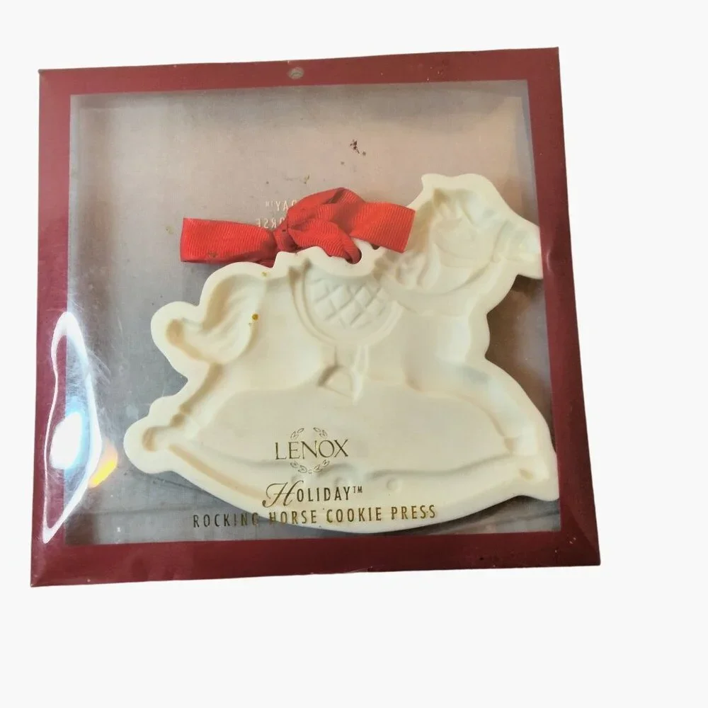 Lenox Holiday Rocking Horse Cookie Press White Bisque